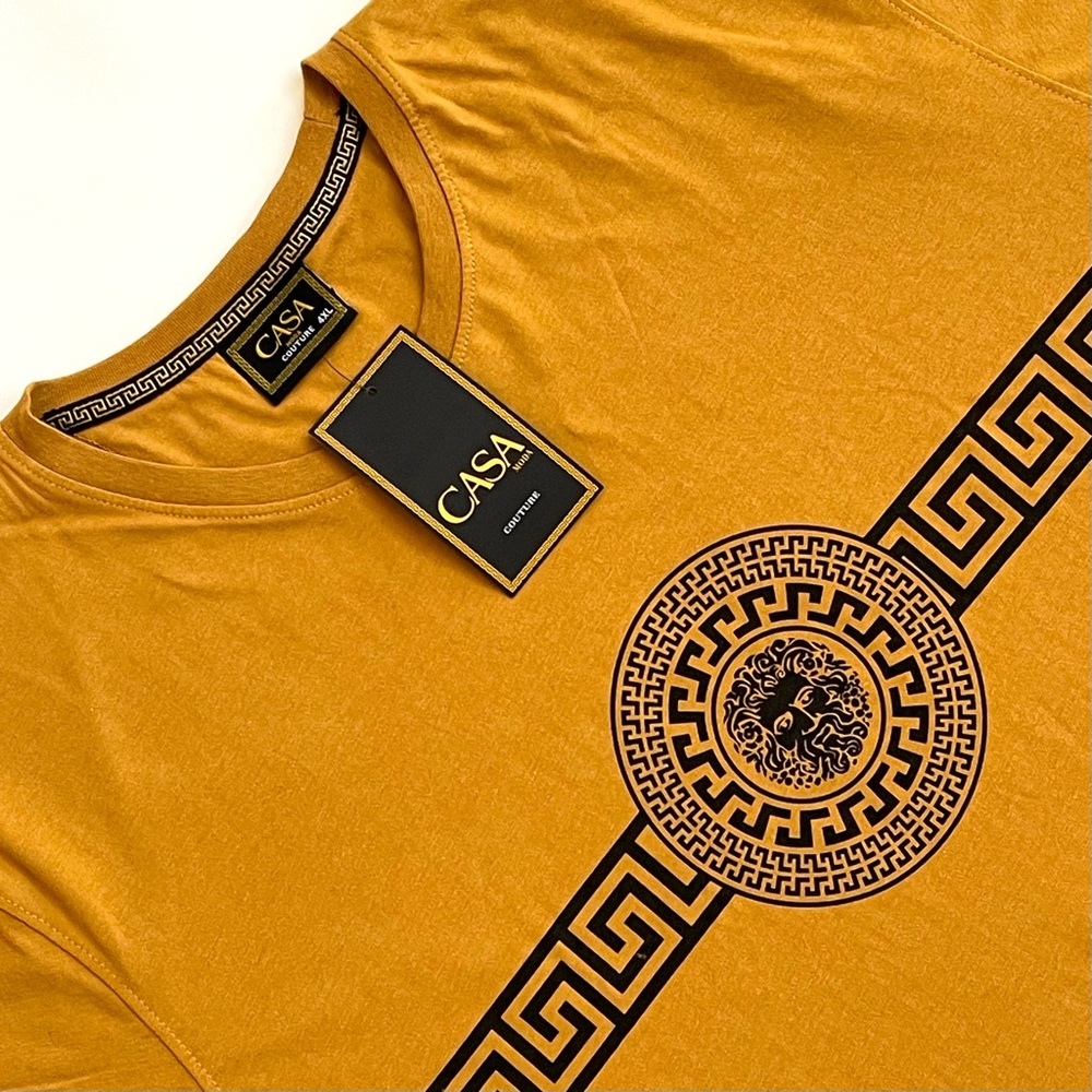 CASA MODA COUTURE T-Shirt Men's SIZE 4XL Or Pur Gold Medusa Logo Shirt Tee NWT - Picture 2 of 12